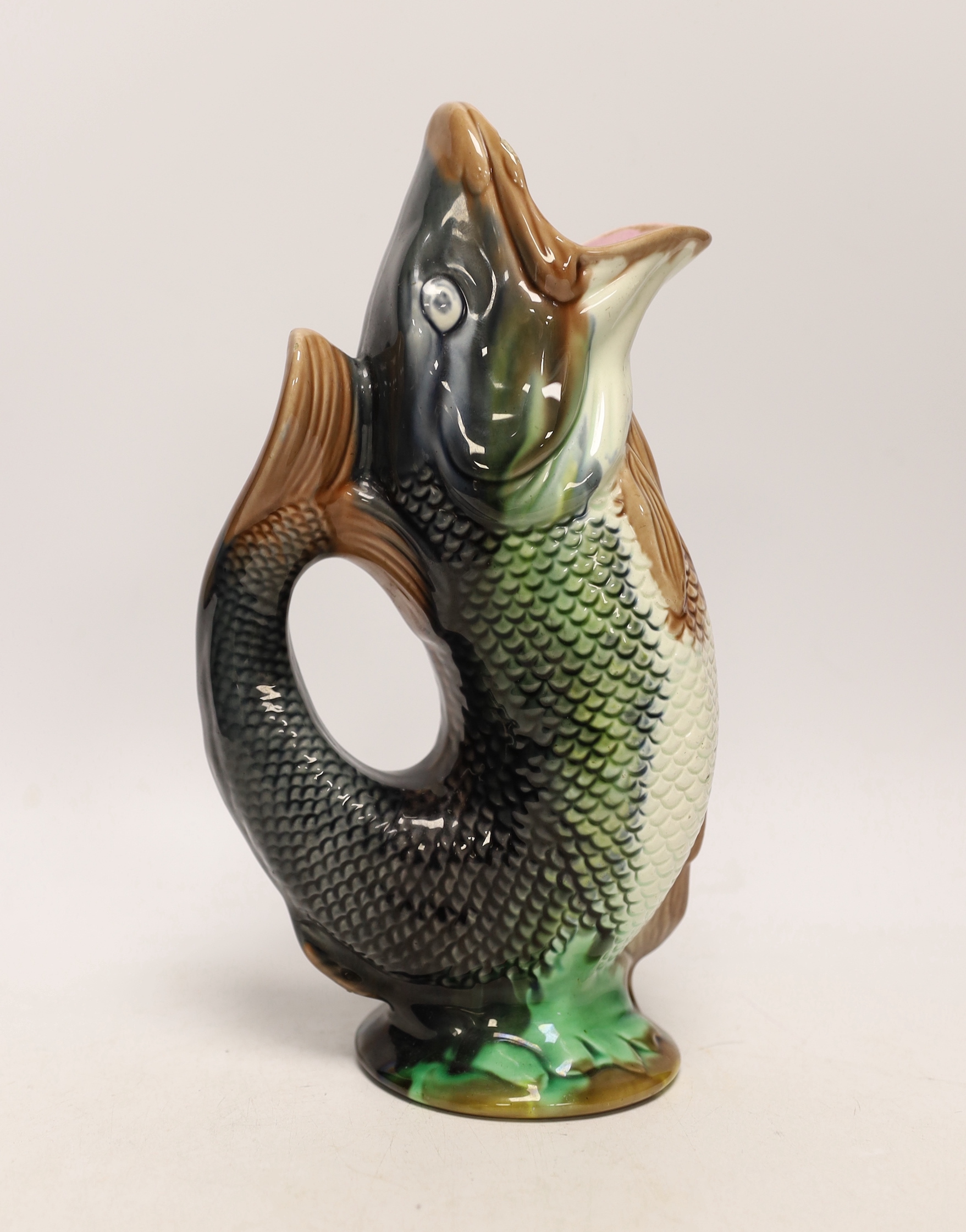 A Majolica gluggle vase, 25cm